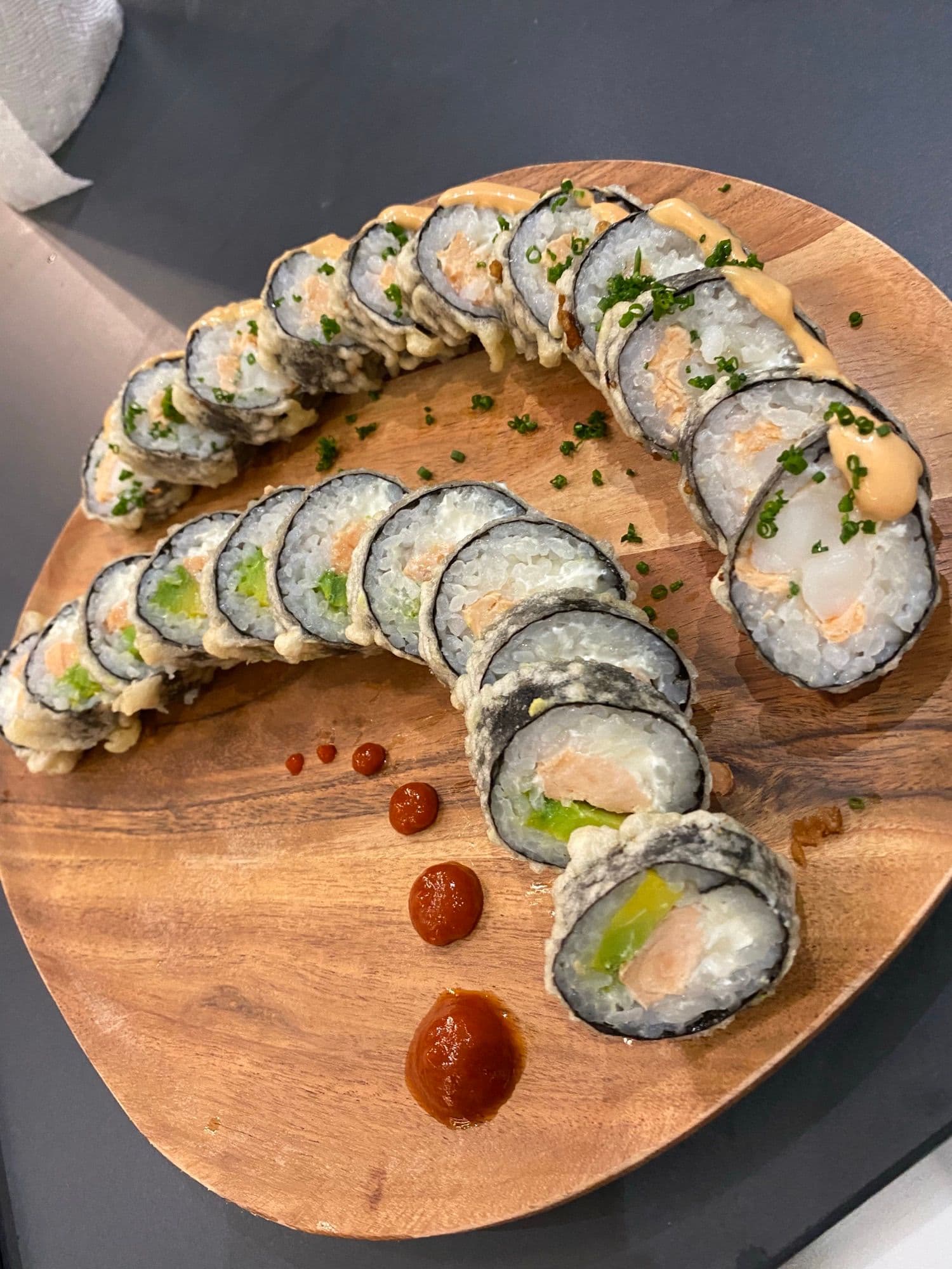 Tempura Golden Crunch Salmon Roll with Spicy Mayo