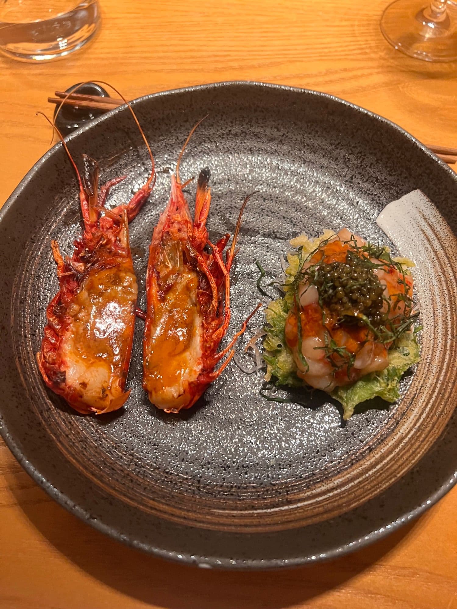 Shiso Tempura Prawns Tartare & Caviar